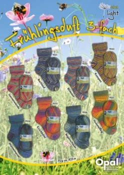 Opal strømpegarn Light Fruhlingsduft 3-trd