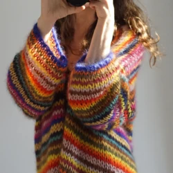 Gepard Gefion multistribet cardigan i mohair