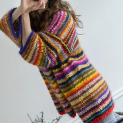 Gepard Gefion multistribet cardigan i mohair D