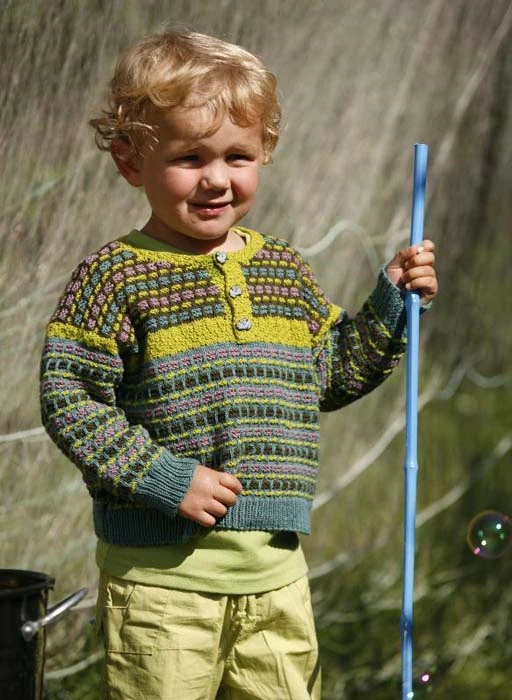 Gepard Barnesweater med trækkemønster i 4 farver