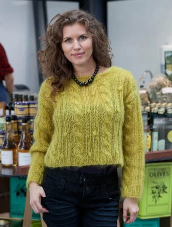 Gepard Mohairsweater kort med snoninger og bobler