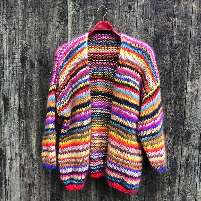 Gepard Gefion multistribet cardigan i mohair