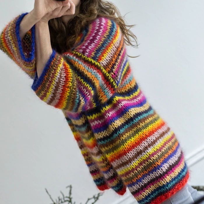 Gepard Gefion multistribet cardigan i mohair