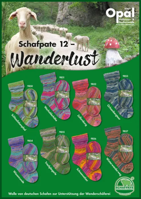 Opal strømpegarn Schafpate 12 - Wanderlust - 4-trådet